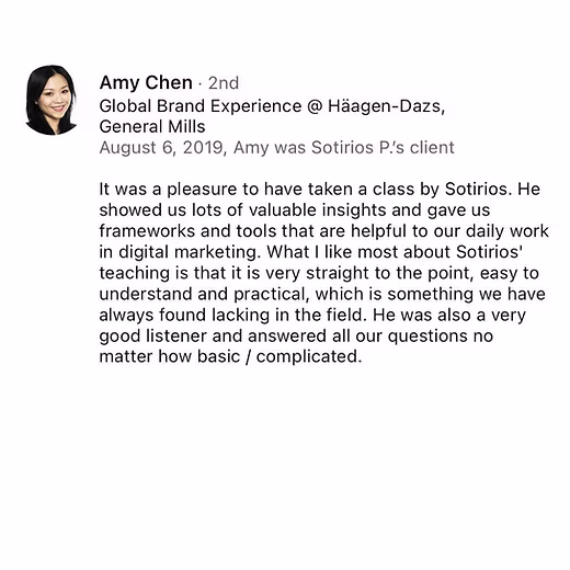 Client testimonial for Sotirios Seridis performance marketing consulting